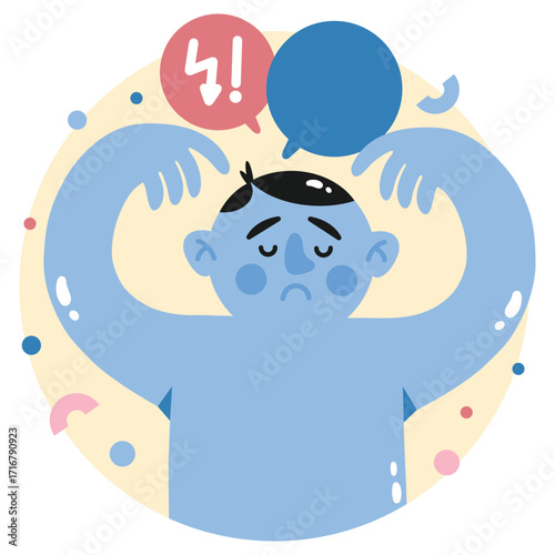 Mental Health Vector Illustration. Flat Minimal Design. Editable Illustration for Web, Mobile, Print
