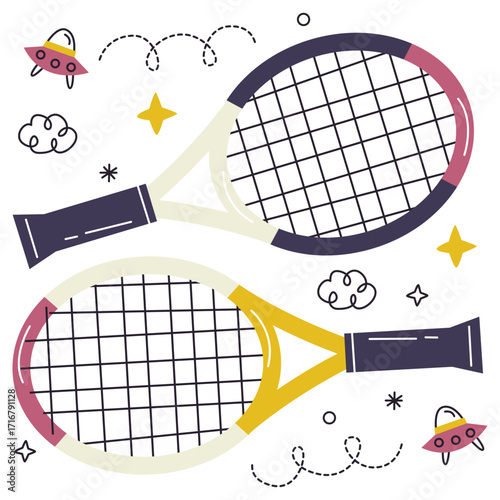 Tennis Vector Illustration. Flat Minimal Design. Editable Illustration for Web, Mobile, Print