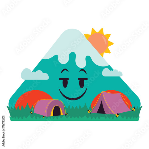 Camping Vector Illustration. Flat Minimal Design. Editable Illustration for Web, Mobile, Print