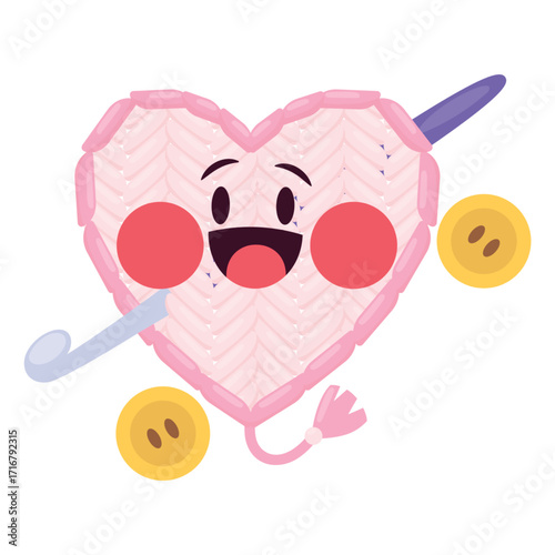 Knitting Vector Illustration. Flat Minimal Design. Editable Illustration for Web, Mobile, Print