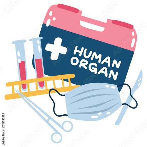 Surgery Tools Vector Illustration. Flat Minimal Design. Editable Illustration for Web, Mobile, Print