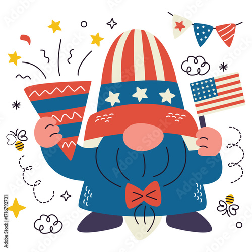 Th July Vector Illustration. Flat Minimal Design. Editable Illustration for Web, Mobile, Print