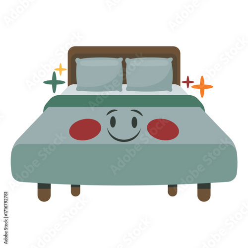 Bed Vector Illustration. Flat Minimal Design. Editable Illustration for Web, Mobile, Print