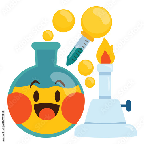 Bunsen Burner Vector Illustration. Flat Minimal Design. Editable Illustration for Web, Mobile, Print