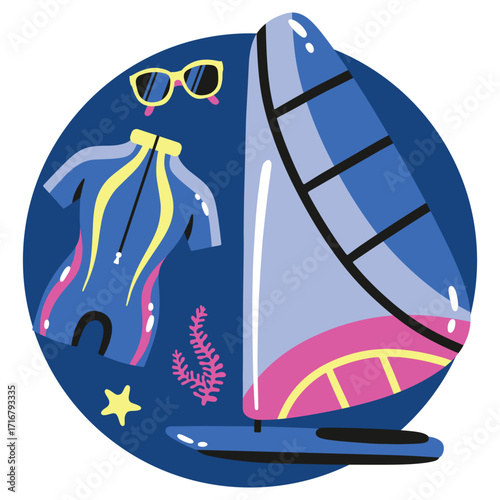 Water Sport Vector Illustration. Flat Minimal Design. Editable Illustration for Web, Mobile, Print