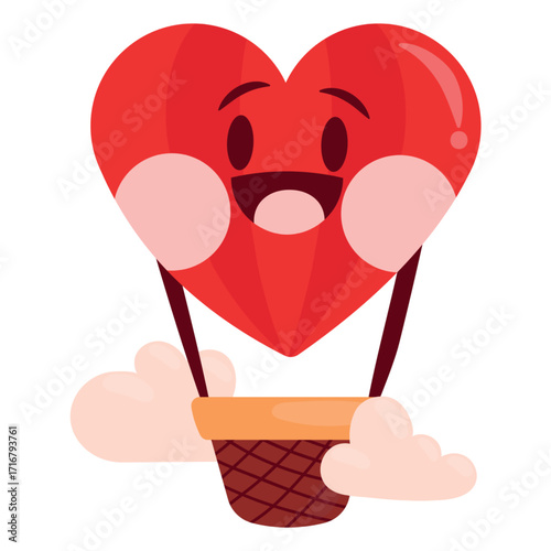 Hot Air Balloon Vector Illustration. Flat Minimal Design. Editable Illustration for Web, Mobile, Print