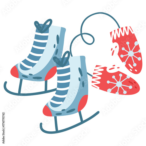 Ice Skating Vector Illustration. Flat Minimal Design. Editable Illustration for Web, Mobile, Print