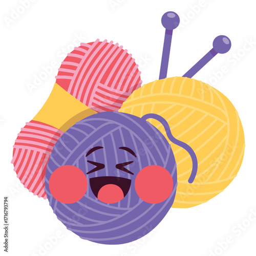 Knitting Vector Illustration. Flat Minimal Design. Editable Illustration for Web, Mobile, Print