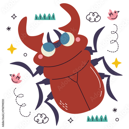 Insect Vector Illustration. Flat Minimal Design. Editable Illustration for Web, Mobile, Print