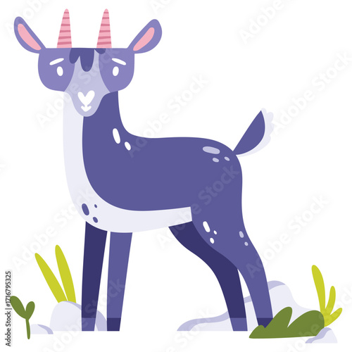 Goat Vector Illustration. Flat Minimal Design. Editable Illustration for Web, Mobile, Print