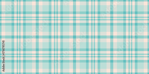 Calming pastel plaid pattern in turquoise and cream. Classic textile design ideal for backgrounds, fabric mockups, or adding a cozy touch to designs. Versatile.