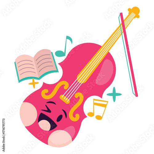 Violin Vector Illustration. Flat Minimal Design. Editable Illustration for Web, Mobile, Print