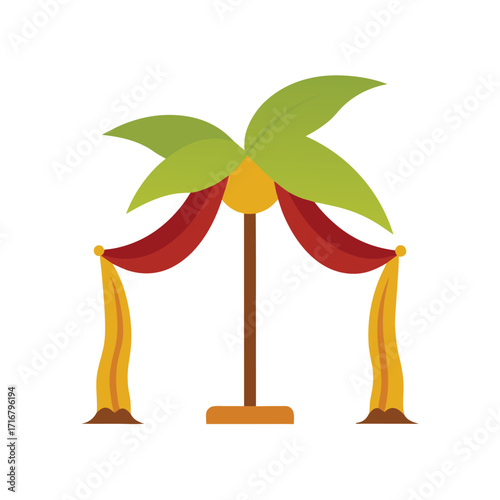 Banana Tree Sapling Pavilion with Silk Fabric Drapes  