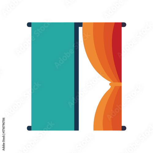 Double Sided Curtain Mockup Inside and Outside View  