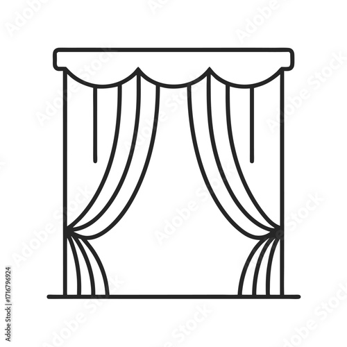 Minimal Line Art Curtain Mockup Modern Look  