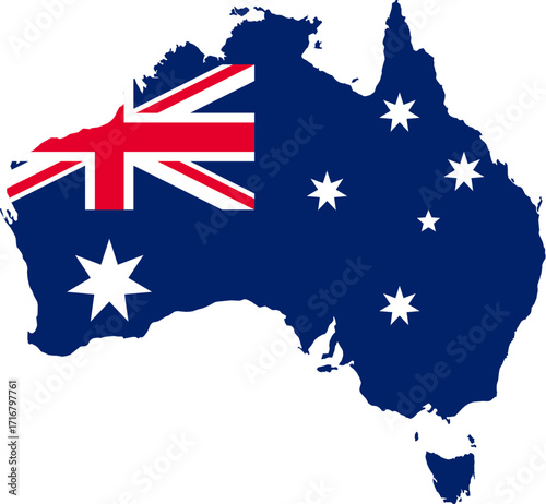 Australia map and flag