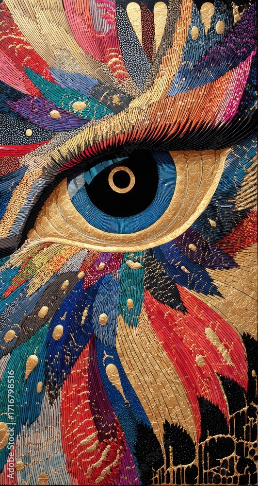 Fototapeta premium Detailed eye, multi-colored, textured