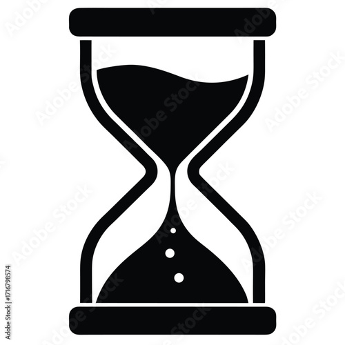 hourglass with black sand vector icon