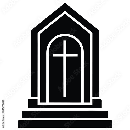 mausoleum door vector icon