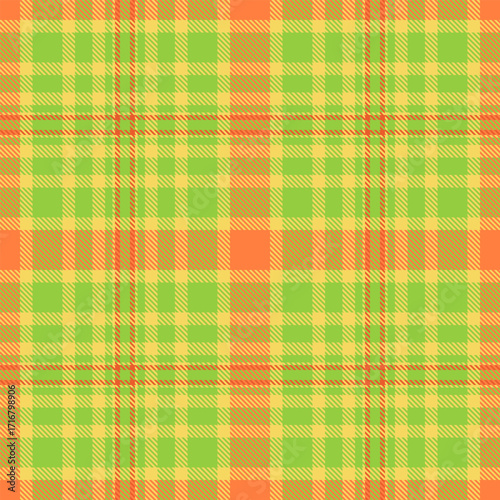 Woman seamless textile texture, american fabric vector tartan. Spanish background check pattern plaid in green and yellow colors.