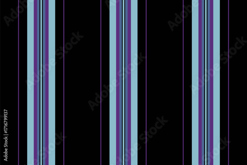 Reometric seamless pattern stripe, plank fabric vector textile. Costume lines vertical texture background in black and violet colors.