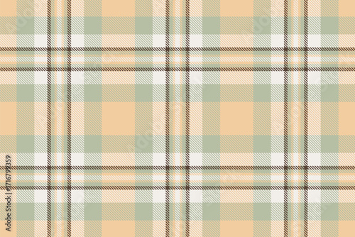Ornamental textile background fabric, japan check plaid seamless. Basic pattern texture vector tartan in orange and pastel colors.