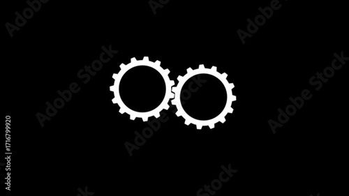animation of Two gears mechanism on black background. setting icon with spinning gears icon animated. Technology gear icon concept animation on black background. 4k video
