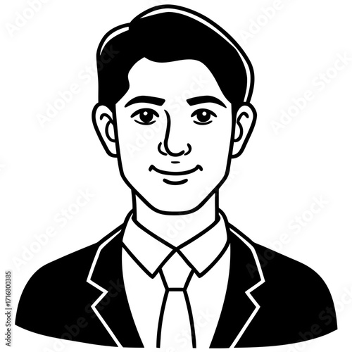 Businessman in a suit with a confident expression representing icons  