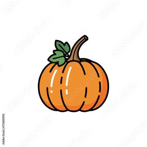 Single halloween pumpkin, a vibrant seasonal icon, is featured in this charming illustration. Halloween pumpkin art evokes autumnal themes and festive celebrations.