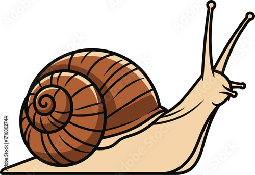 This illustration showcases a snail rendered in a pixel art style. 
