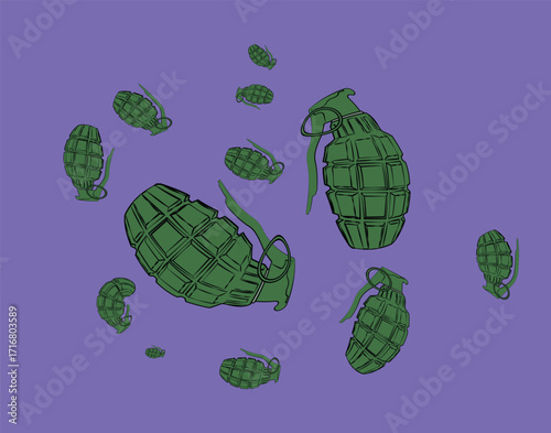 Grenade pattern symbolizing war, conflict, and danger