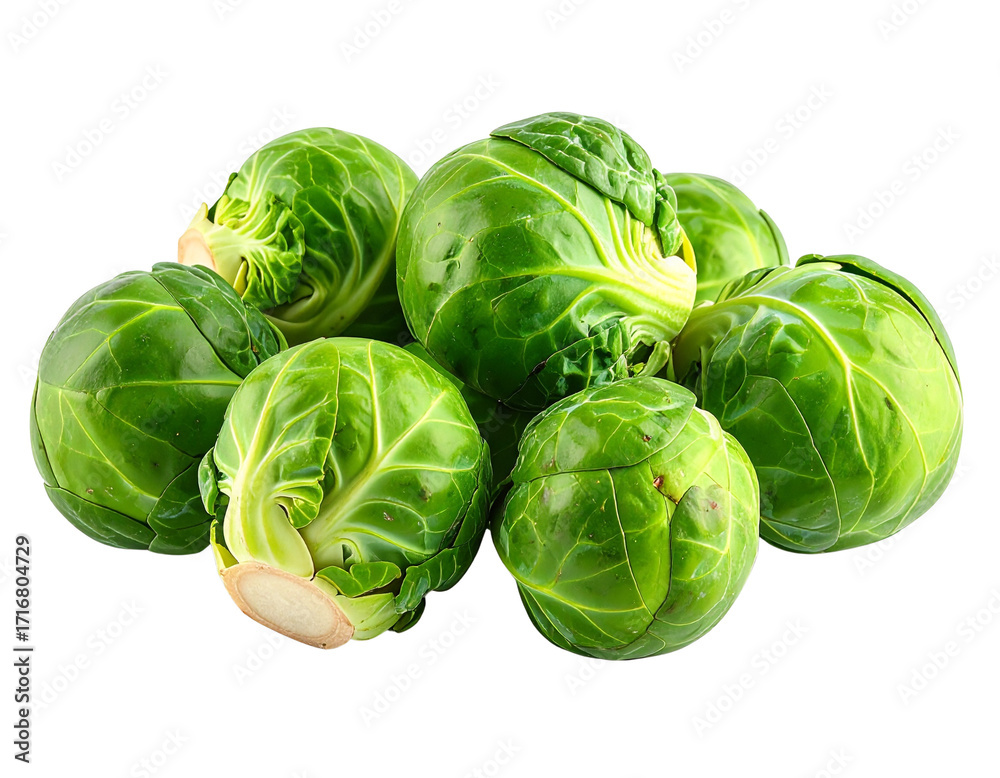 Fototapeta premium Fresh Brussels sprouts isolated on transparent background
