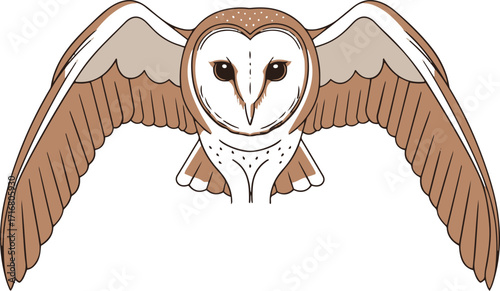 A pixel art depiction of a barn owl with wings outstretched, seemingly floating