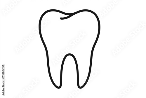 Tooth icon linear. Dental care concept. Dentist symbol, oral hygiene. Health care sign. Medicine pictogram. Clinic logo element. Simple clean molar outline vector drawing.