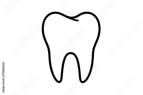 Cracked tooth outline icon. Concept for dental care, oral health, and dentistry. Molar with a fracture, symbolizing a dental problem, toothache, pain, decay, or damage.
