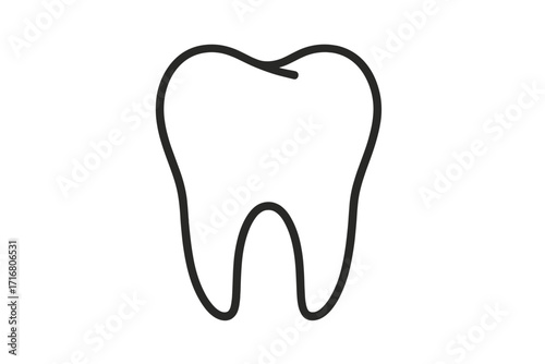 Tooth outline icon. Dental care symbol. Dentistry and stomatology concept. Molar line art for dentist logo or clinic. Oral health and hygiene. Clean simple vector illustration.