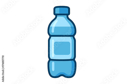 Water bottle vector icon. Plastic container with pure mineral aqua. Concept for hydration, health, fitness. Simple flat cartoon illustration. Fresh cold beverage graphic.