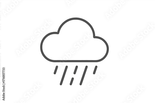 Minimalistic rain cloud icon with rain drops, vector cartoon illustration for web and graphic design, apps, banners, social media, digital cards, weather symbol
