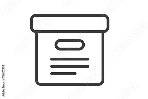Archive box icon for document storage and file organization. Office paperwork container symbol. Vector illustration for data management, business records, and database keeping.