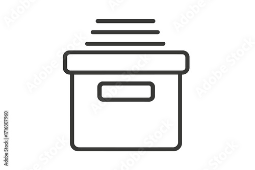 Archive box icon with documents. Office files storage symbol. Data organization, records management concept. Linear vector illustration for workspace, business pictogram.