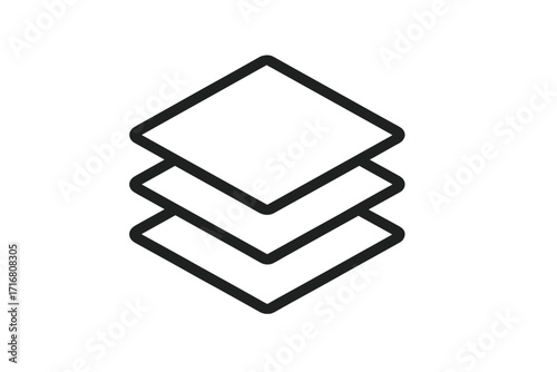 Layers line icon for UI and UX design. Concept of data stacking, file arrangement, or level organization. Vector symbol for app, web, and interface. Stacked paper or documents.