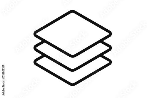 Layers line icon. Stack of files, paper sheets, or documents symbol. UI UX design graphic. Data organization, level, version, strata concept. Simple pictogram for web, app, or file management.