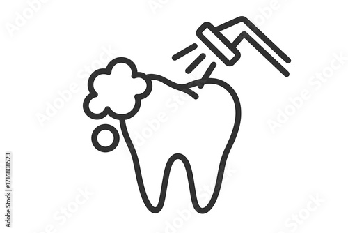 Tooth with caries icon, dental decay symbol, cavity outline line art, oral hygiene, dental care vector, dental health illustration, teeth with cavity, cartoon tooth design, transparent background