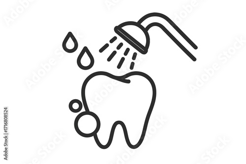 Tooth with caries outline line icon, dental decay illustration, tooth cavity vector, dental health symbol, oral care design, dental hygiene concept for graphics, apps, adverts, cards
