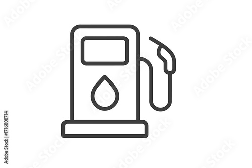 Gas station linear icon. Fuel pump symbol. Petrol, diesel, gasoline sign. Refueling station outline pictogram. Minimalistic vector illustration for apps and web design. Editable stroke.