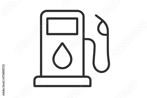 Fuel pump vector line icon with editable stroke. Gas station symbol for refueling cars. Minimalist pictogram representing gasoline, petrol, diesel, oil, and energy industry.