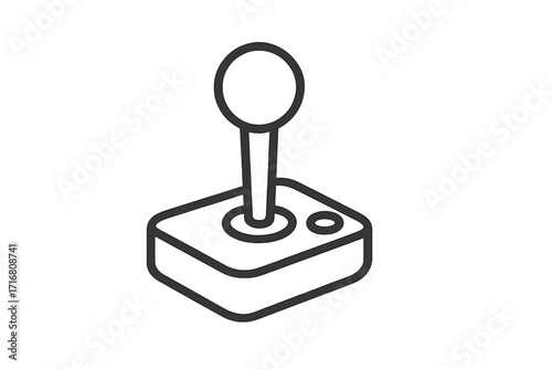 Retro joystick vector icon. Vintage video game controller. Arcade game machine stick. Simple line pictogram for gaming concept. Old school console entertainment symbol.
