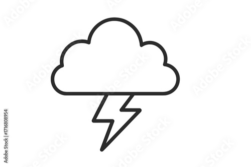 Thunderstorm line icon. Cloud with lightning bolt symbol. Simple weather forecast pictogram. Storm, thunder, power, and electricity concept vector illustration for logo or app.