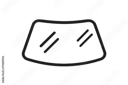 Car windshield icon for automotive service. Auto glass repair and replacement symbol. Vehicle windscreen pictogram for web and mobile. Linear vector illustration on white.