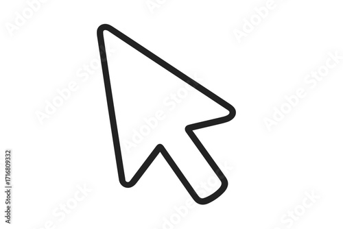 Mouse cursor pointer arrow icon for web navigation. Click and select symbol for computer interface. Simple black line vector illustration for UI and UX graphic design element.